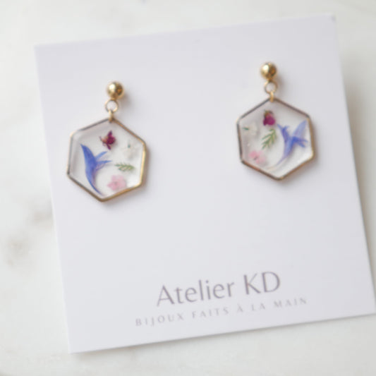 Boucles d'oreilles Maia - hexa (moyen 15mm)