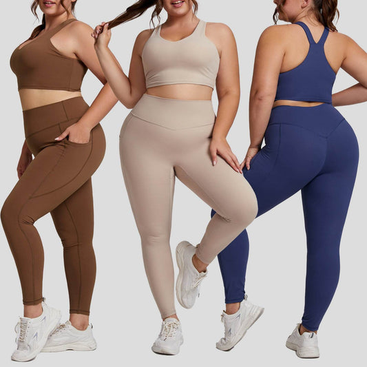 Plus Size Women Sports Workout Gym - Sleeveless Crop and Pant