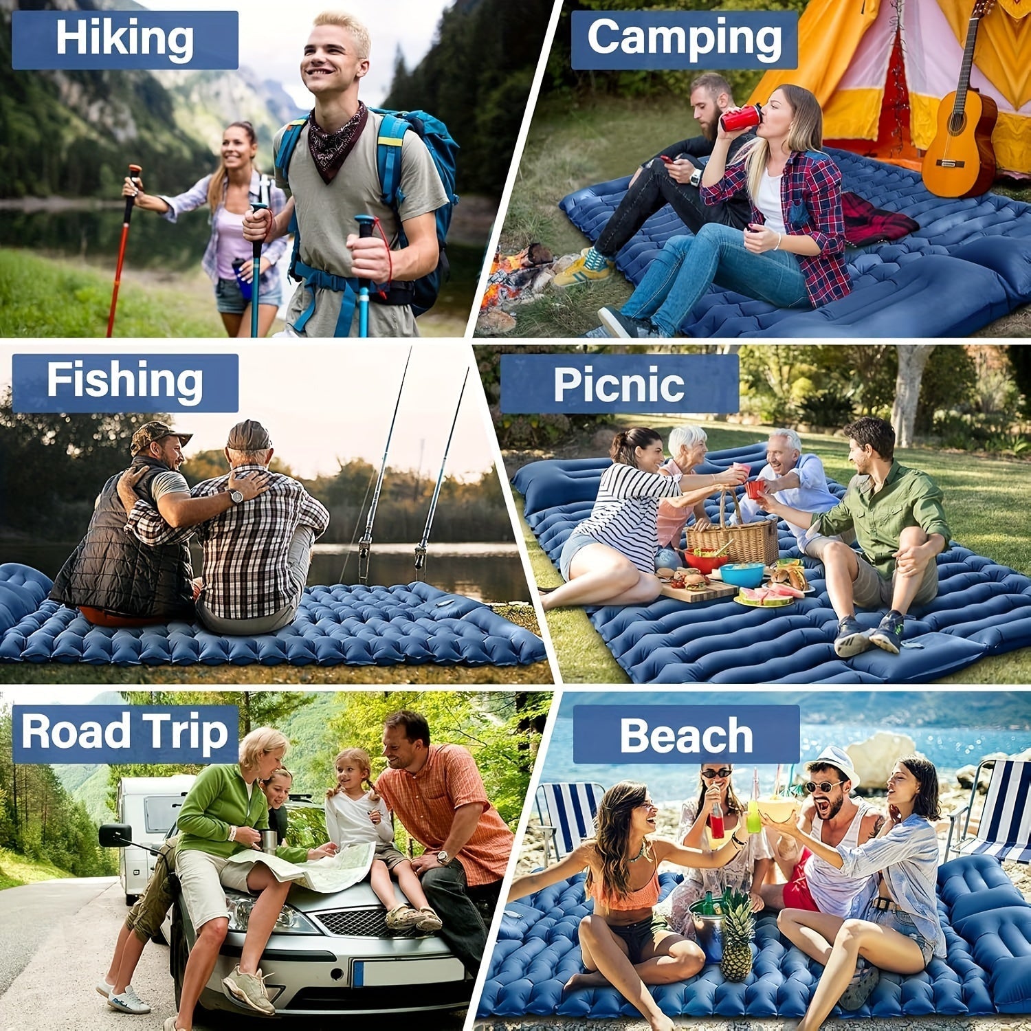 Double Self-Inflating Sleeping Pad with Pillow-1