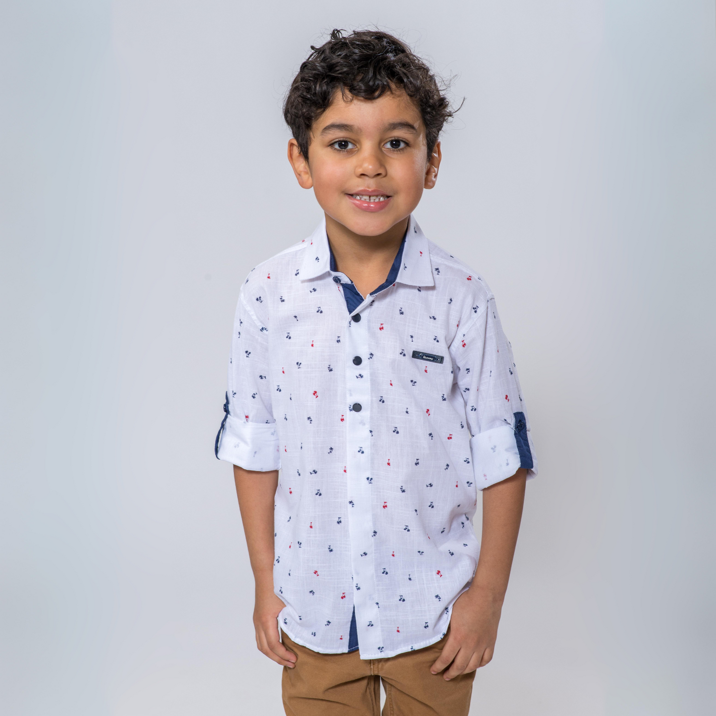Red Palm Boys Cotton Shirt-0