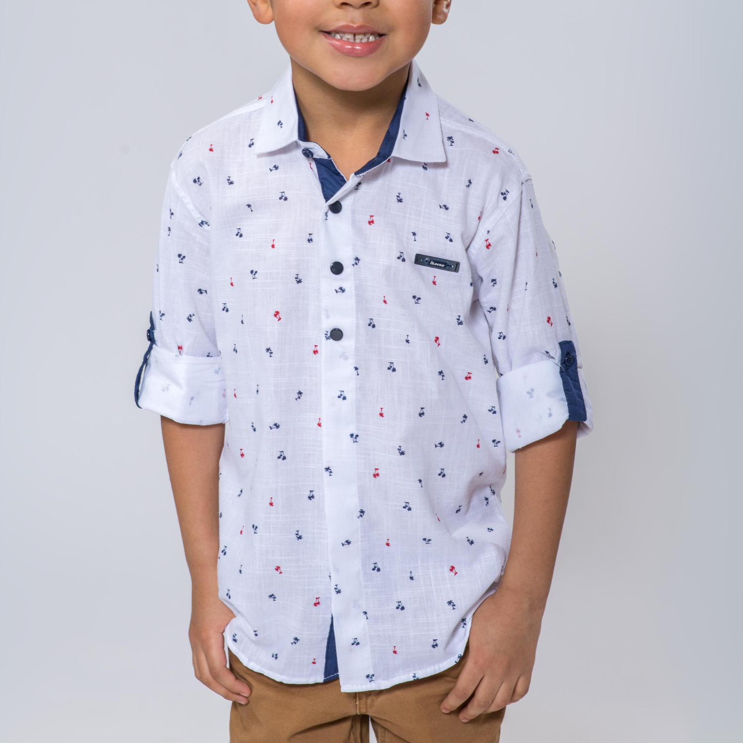 Red Palm Boys Cotton Shirt-1