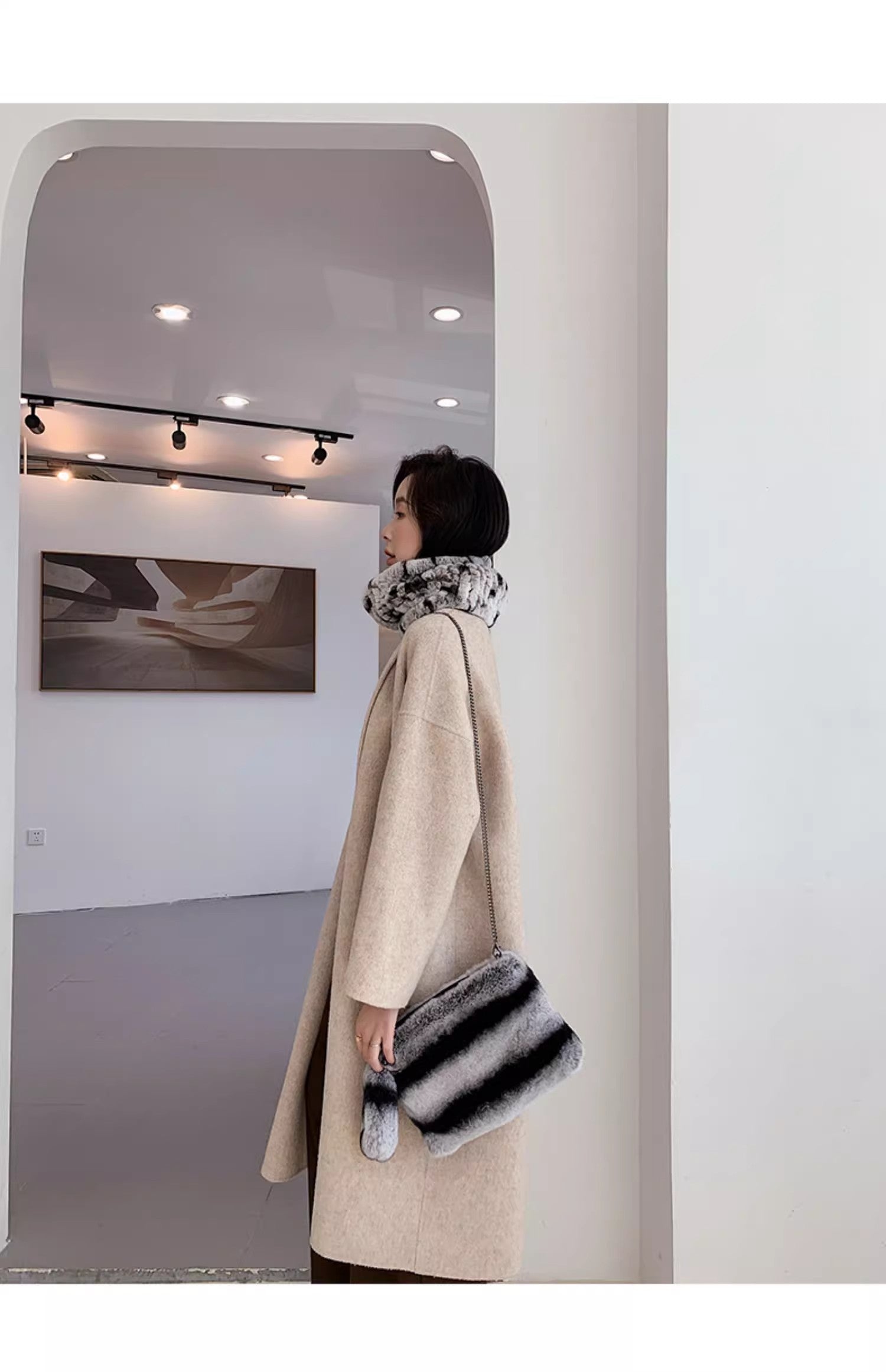 Rex rabbit fur scarf elastic woven fur neck scarf-4