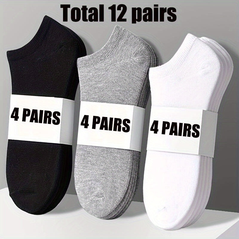 5/10/12 Pairs Comfy Ankle Socks, Solid Color Ankle Sock Pack, Women's Stockings & Hosiery