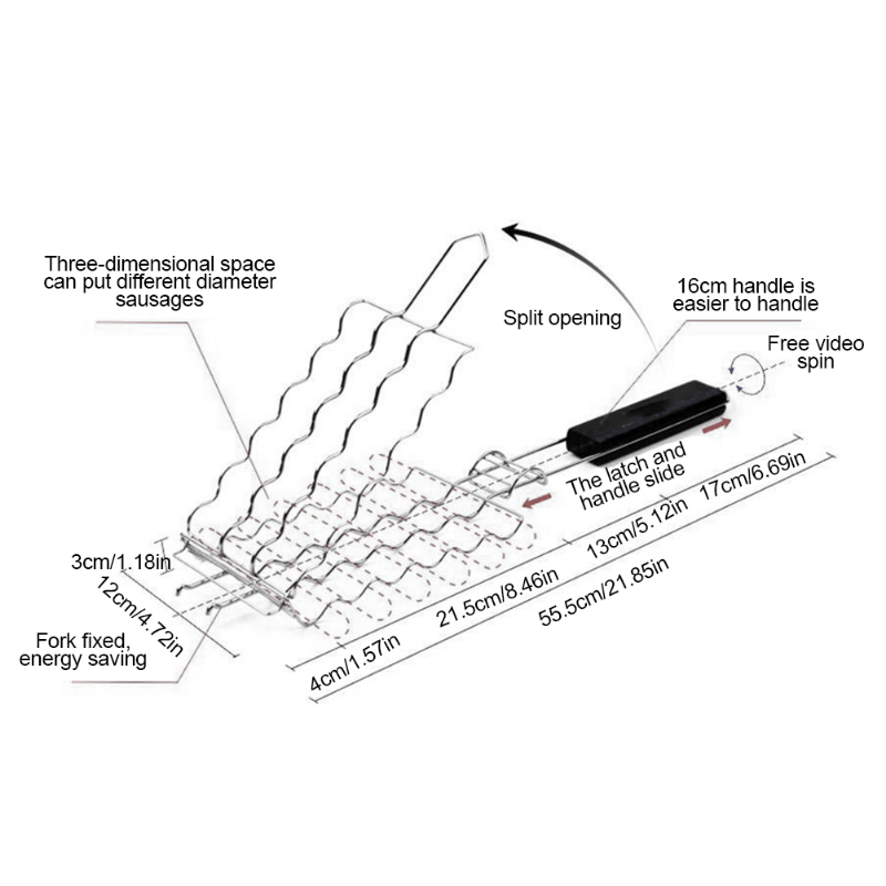 Sausage Grilling Basket Metal Mesh Rack for BBQ-3