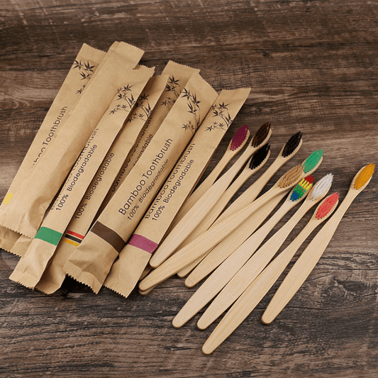 20/40/60pcs Bamboo Toothbrushes Colorful Toothbrush Resuable Portable Adult Wooden Soft Tooth Brush for Home Travel Hote