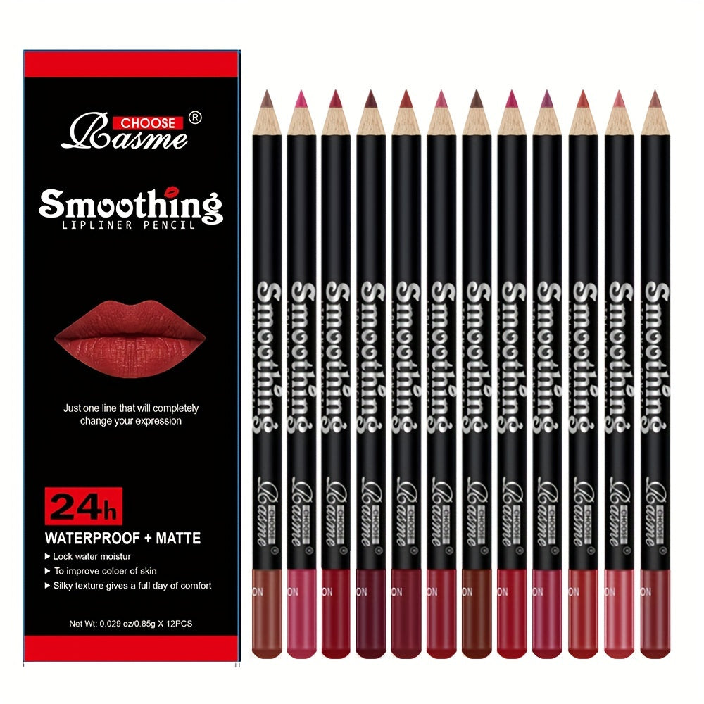 12 pcs Matte Lipstick Set with Lip Liner Pencil - Long-Lasting, Professional-Quality, Perfect for Valentine's Day Gifts
