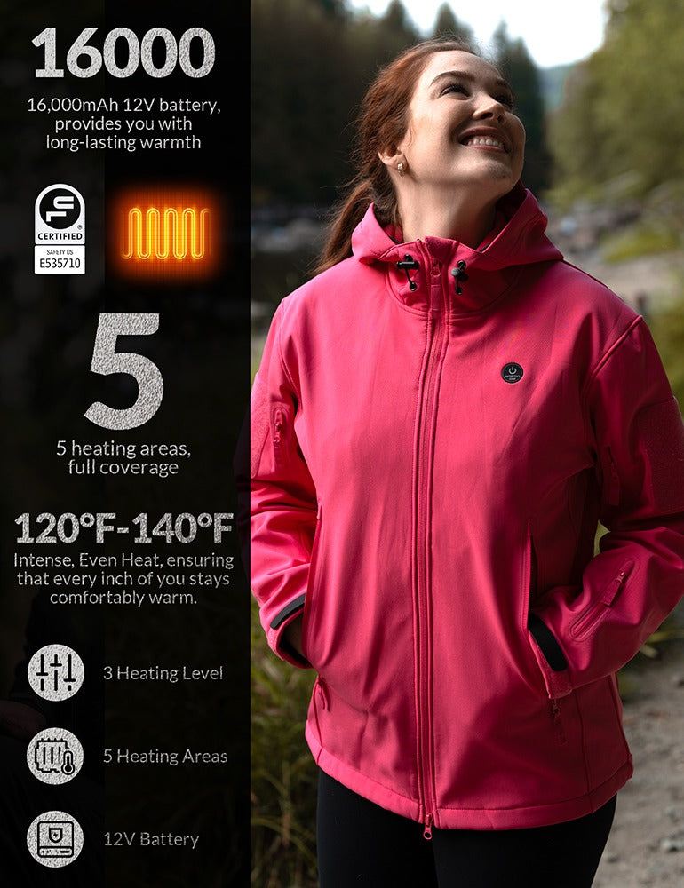 ANTARCTICA GEAR Heated Jacket for Women, Winter Coat Soft Shell Heating Hood Jacket-2