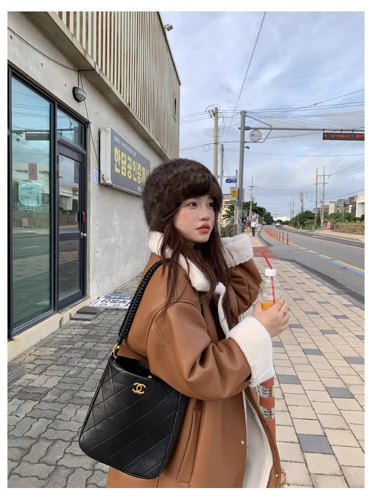 Mink Fur Knit Fur Hat with Elastic Headband and Ear Protection for Women – Reversible Genuine Mink Fur Winter Hat-4