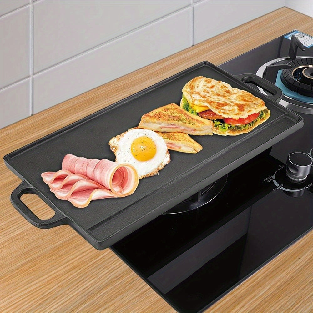 Non-Stick Cast Iron Griddle Pan, Double-Sided Grill-2