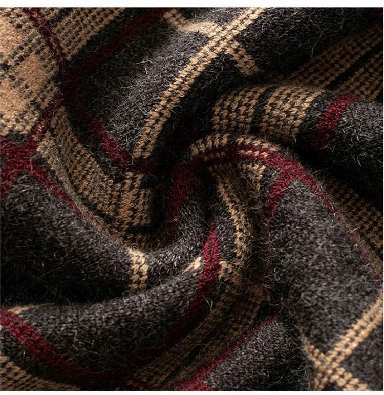 Women Plaid Big Hem Wool Midi Skirt