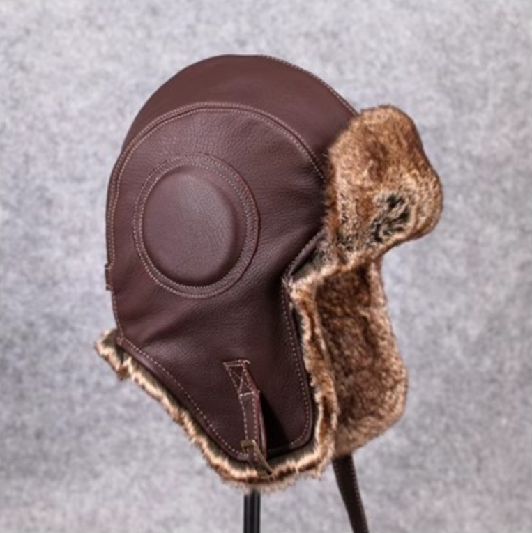 Unisex Vintage Style Genuine Sheep Leather Aviator Hat-4