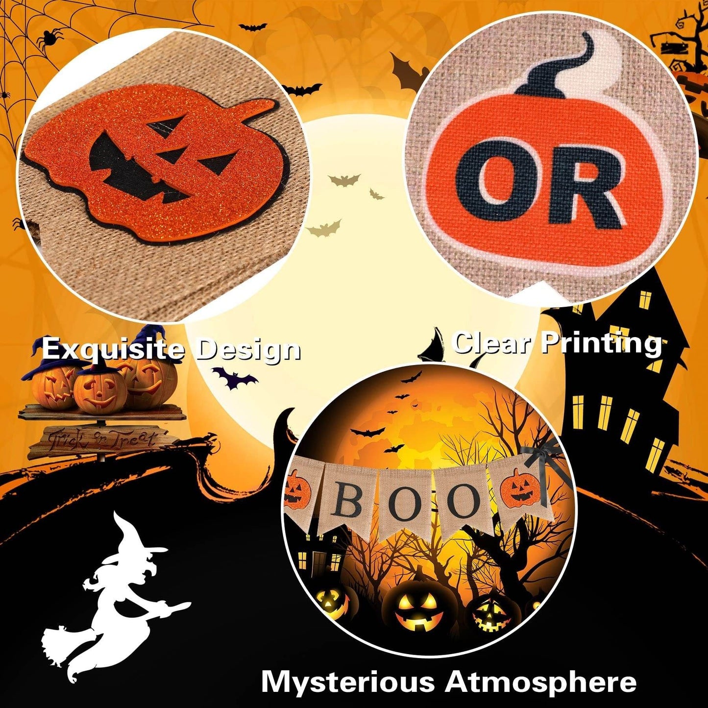 Halloween Burlap Banner Halloween Party Mantel Wall Hanging Supplies For Home Farmhouse Patio