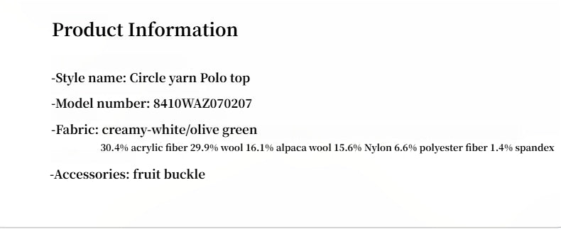 Alpaca wool blended bouclé yarn Spliced POLO shirt Lazy and relaxed sweater-3