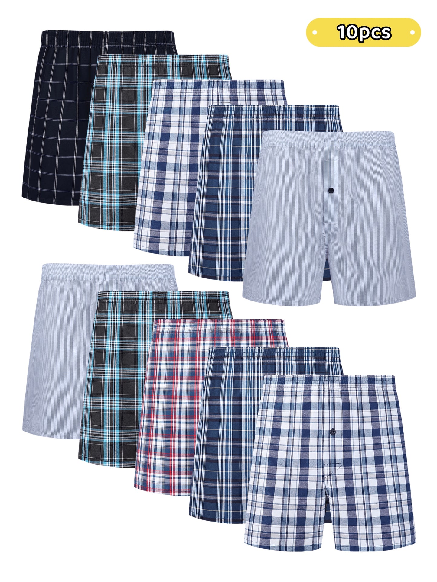 6/10 pcs JupiterSecret Men's Woven Boxer Shorts - 6 Pack, Elastic Waistband, Random Color