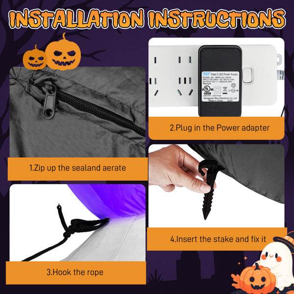 8.2ft Stacking Head Arch, 7pcs White LED Lights, Halloween Inflatable Decoration 12V