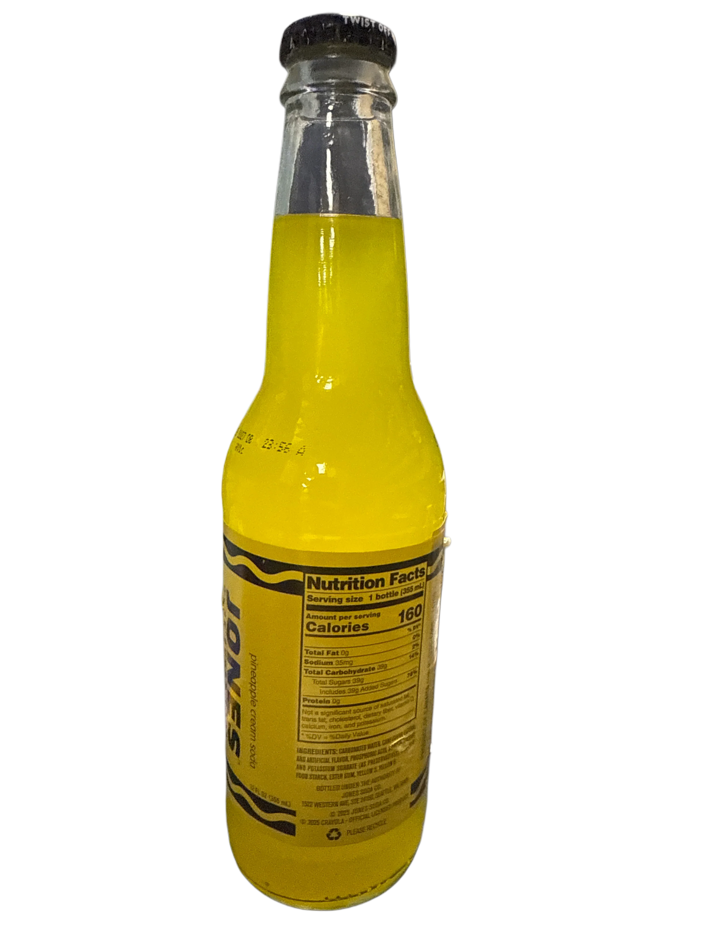 Jones Crayola Limited Edition Pineapple Cream Soda Glass Bottle 355ML - U.S Edition