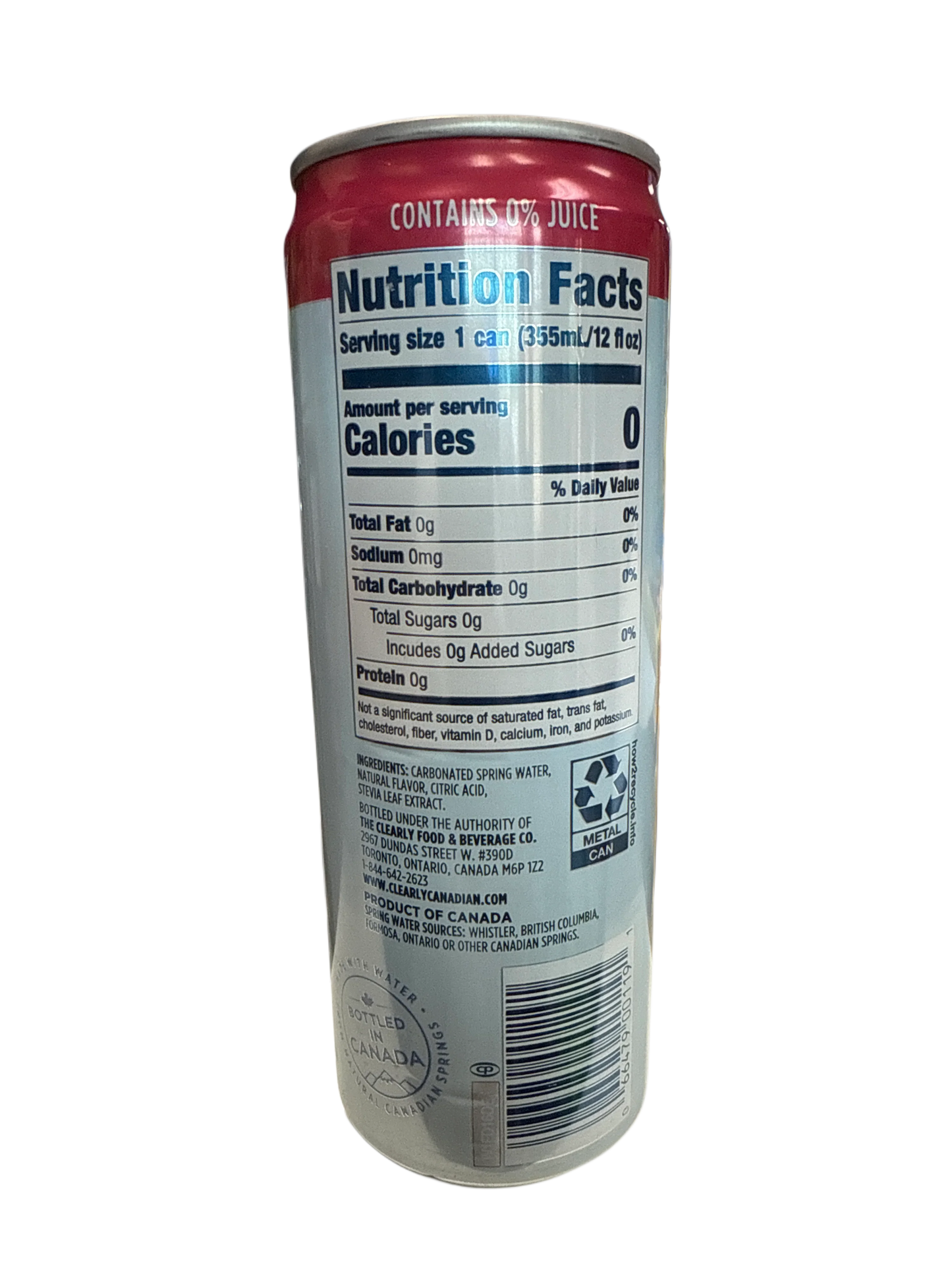 Clearly Canadian Zero Sugar Fresh Cherry Flavour 355ML - Canadian Edition