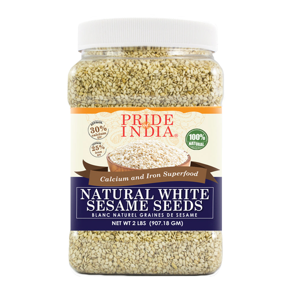 White Sesame Seeds Raw Unhulled - Calcium & Iron Superfood Jar-2
