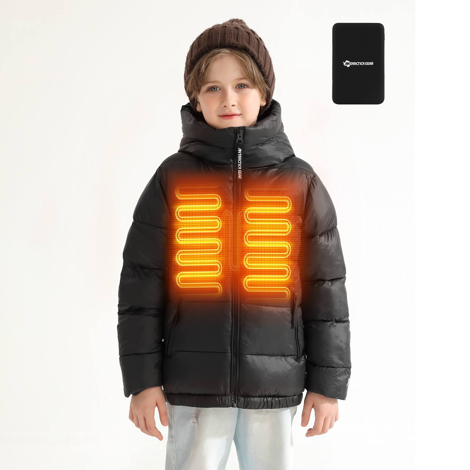 Antarctica Gear Kid Heated Jacket with 12V/5A 10000 mAh Battery Pack Winter Coat for Boys Girls Heated Coat-5