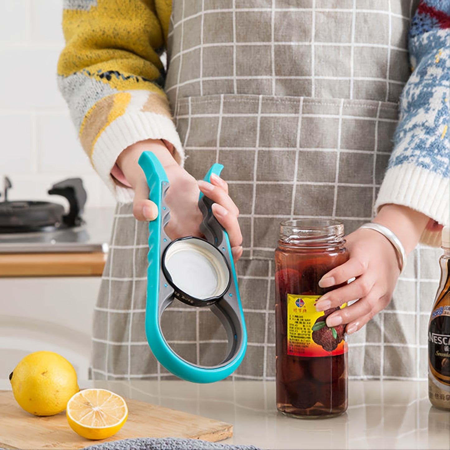 1pc Easy Grip 4-in-1 Bottle and Can Opener for Arthritis and Weak Hands - Essential Kitchen Tool for Elderly and Handicapped Individuals