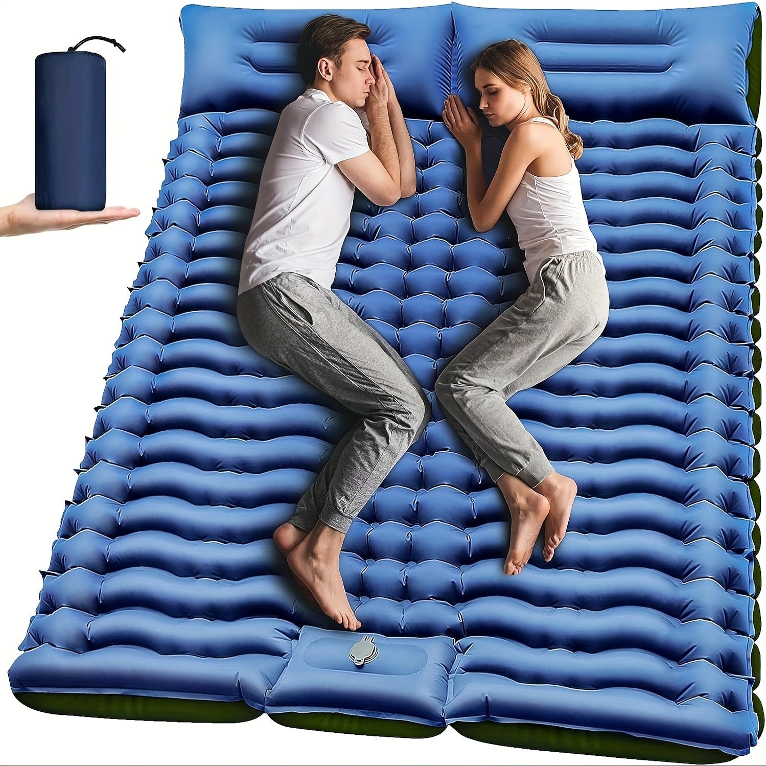 Double Self-Inflating Sleeping Pad with Pillow-0