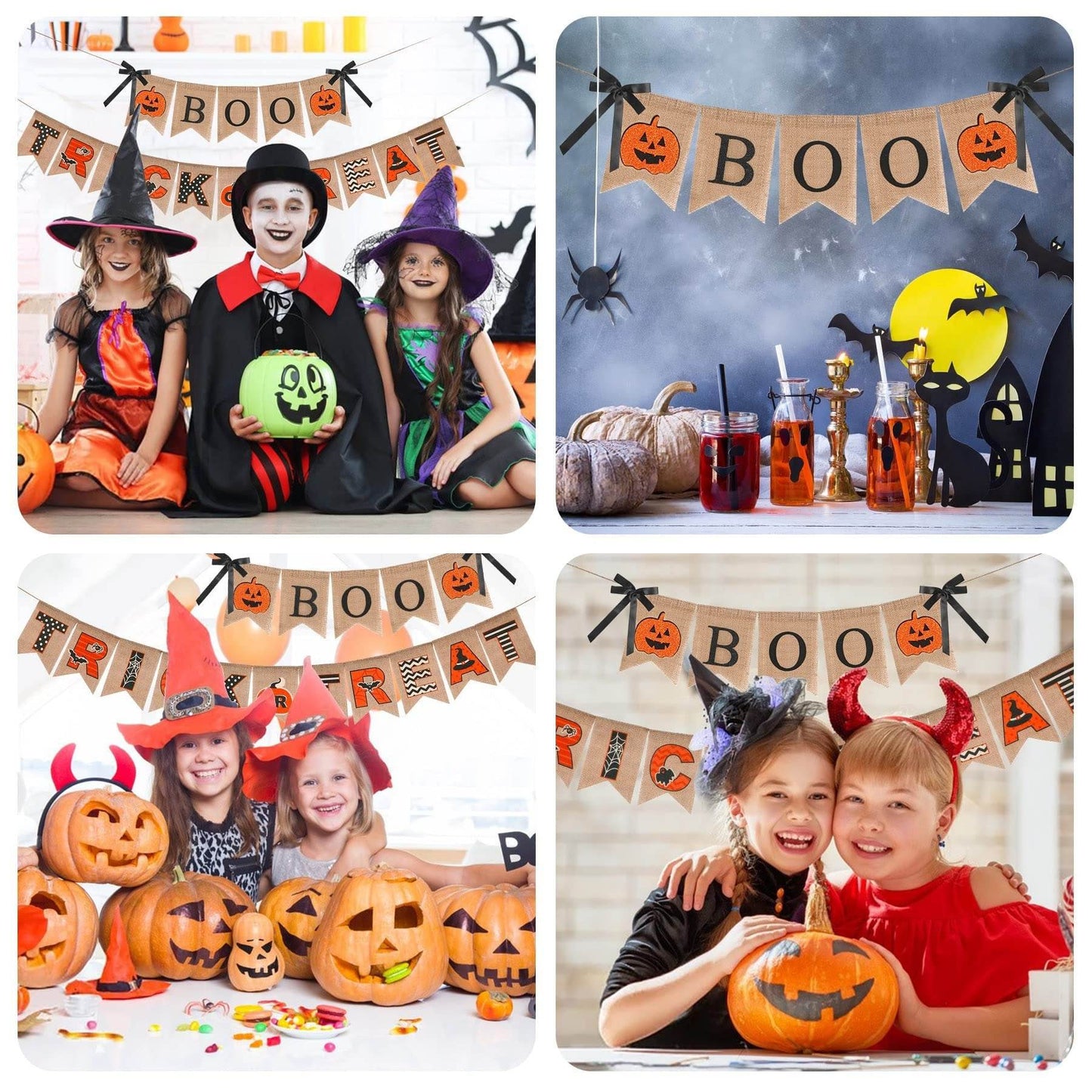 Halloween Burlap Banner Halloween Party Mantel Wall Hanging Supplies For Home Farmhouse Patio