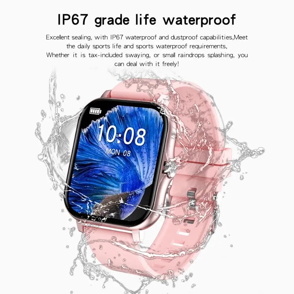Smart Sports Watch Bluetooth Heart Rate Blood Pressure (Pink)-1