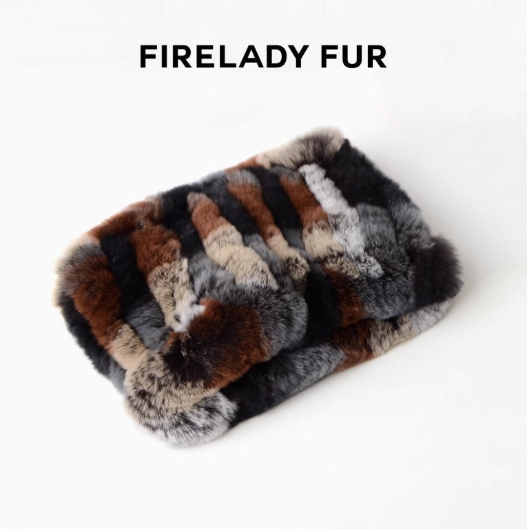 Rex rabbit fur scarf elastic woven fur neck scarf-5