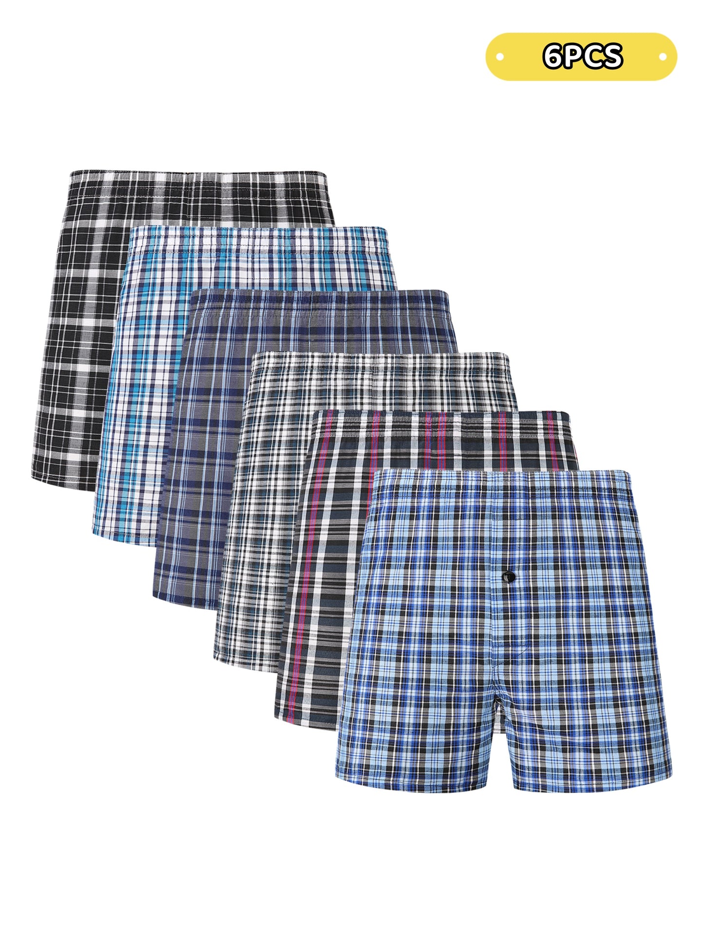 6/10 pcs JupiterSecret Men's Woven Boxer Shorts - 6 Pack, Elastic Waistband, Random Color