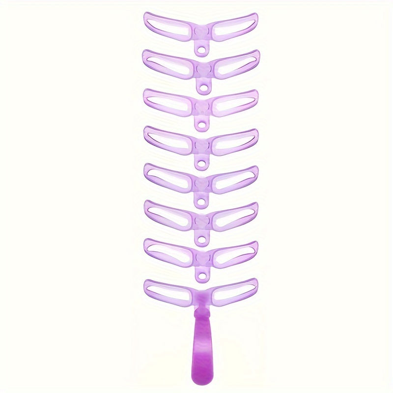 8-Piece Eyebrow Stencil Set: Low Allergenic, Silicone Brushes, ABS Plastic Handles - Perfect for All Skin Types
