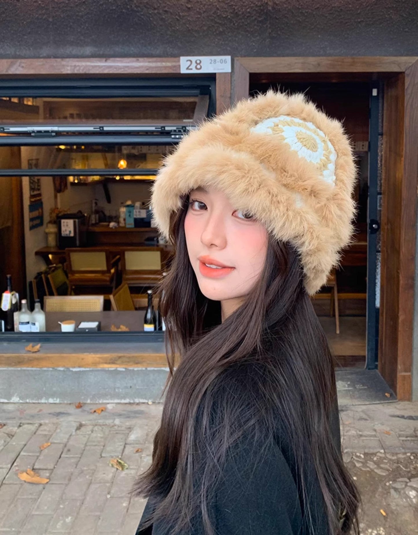 Ethnic festive rabbit fur knitted plush hat-5