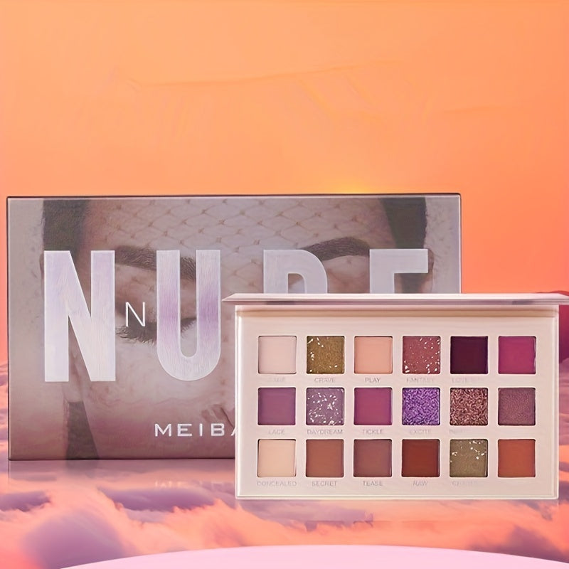 18 Color Desert Rose Eyeshadow Palette, Golden Pearly Glitter Matte Shimmer Satin Finish, Multicolor Eyeshadow Makeup ( With Mirror ) For Music Festival