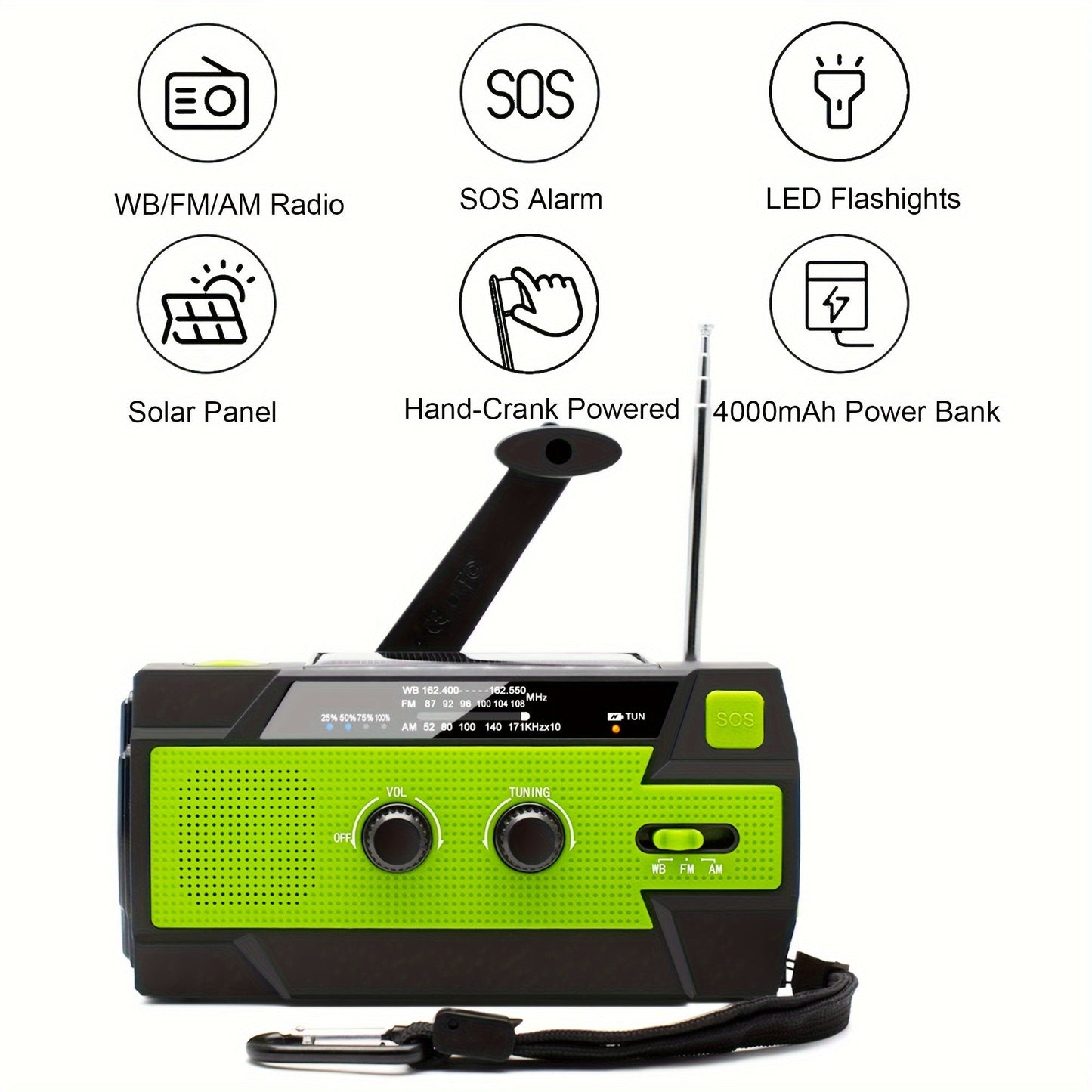 Emergency Weather Radio Power Bank with LED Flashlight-2