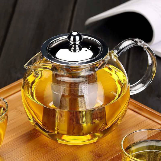 Teapot Heat Resistant Thickened Flower Glass Teapot-0