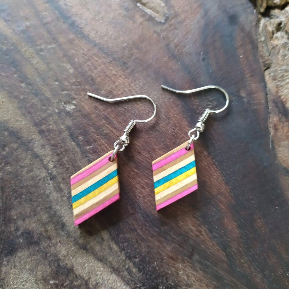 Kite Recycled Skateboard Dangle Earrings-2