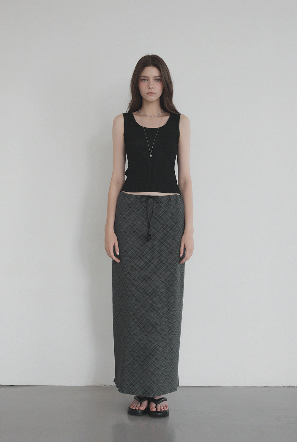 [TWEE] Litt Check Maxi Long Skirt-4