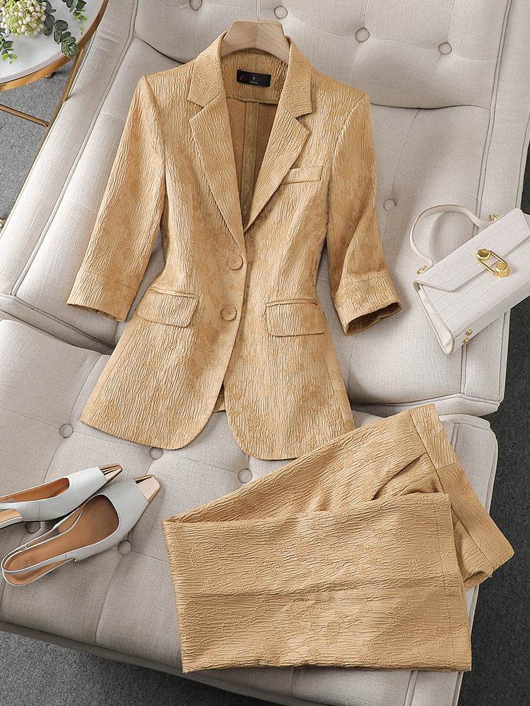 Half Sleeve Blazer And Pant Suit Ladies Women Female Jacket pant suit for women
