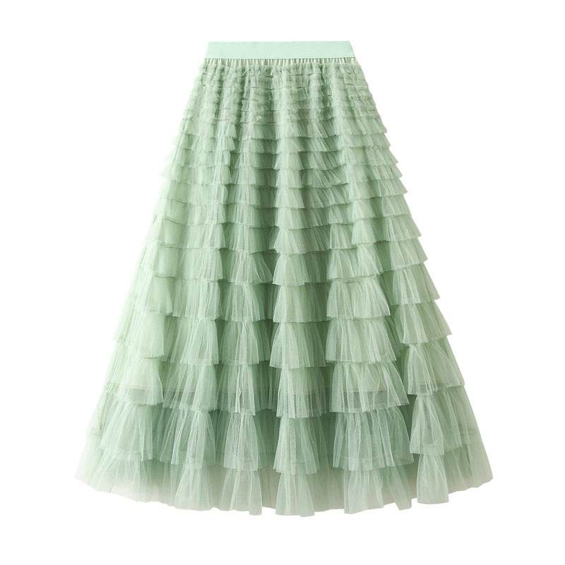 Cake Skirt Women's White Gauze long Layered tulle Skirt