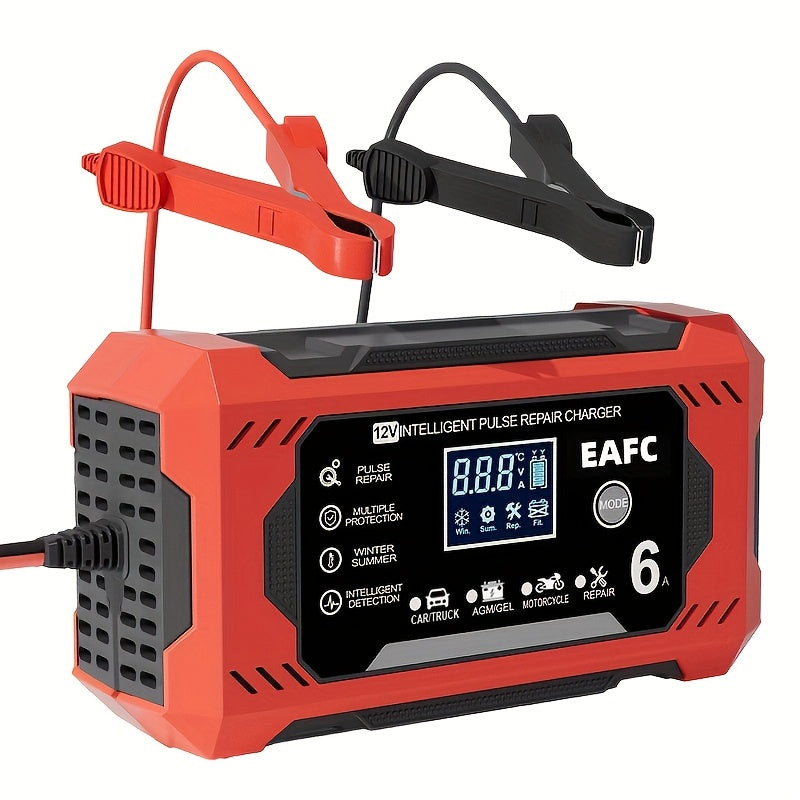 Car Battery Charger, 12V 6A Smart Battery Trickle Charger Auto 12V 24V Battery Maintainer for Car Truck Motorcycle Lawn Mower Marine Lead Acid Battery