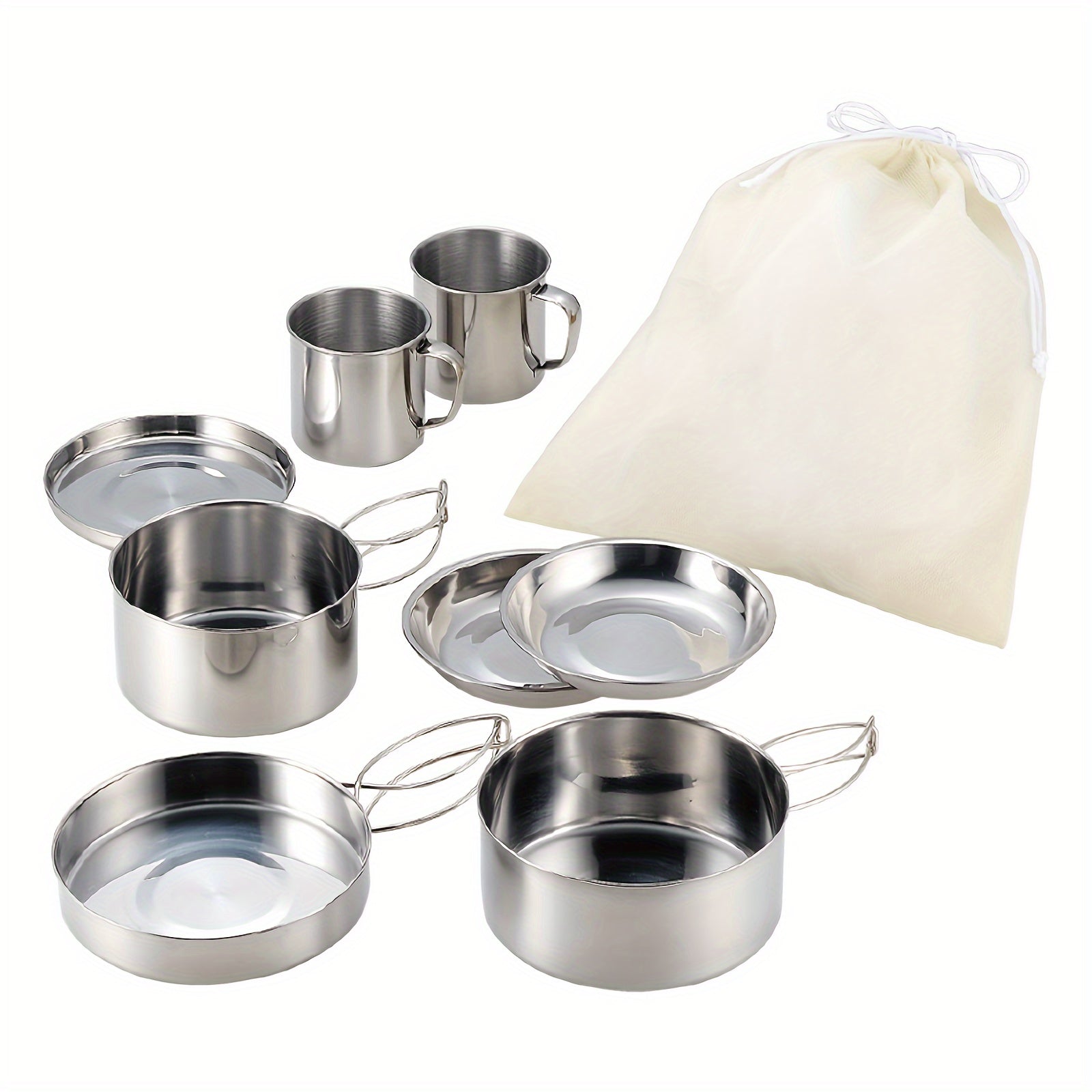 8-Piece Stainless Steel Camping Cookware Set-0