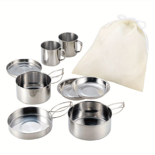 8-Piece Stainless Steel Camping Cookware Set-0