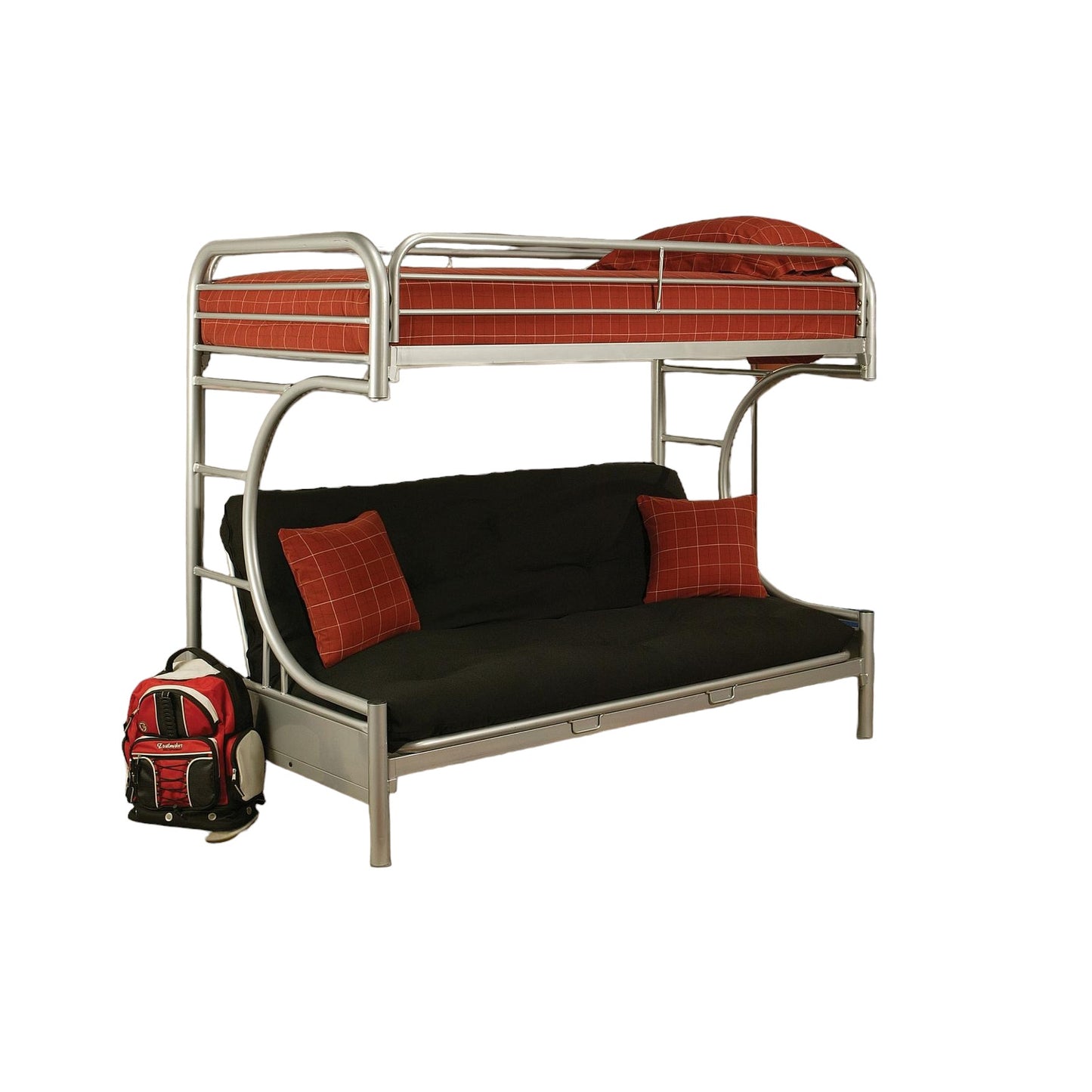 78" X 41" X 65" Twin Over Full Silver Metal Tube Bunk Bed-0