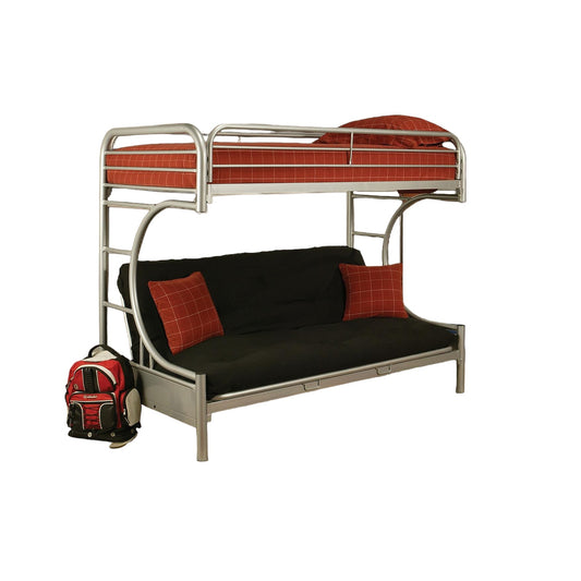 78" X 41" X 65" Twin Over Full Silver Metal Tube Bunk Bed-0