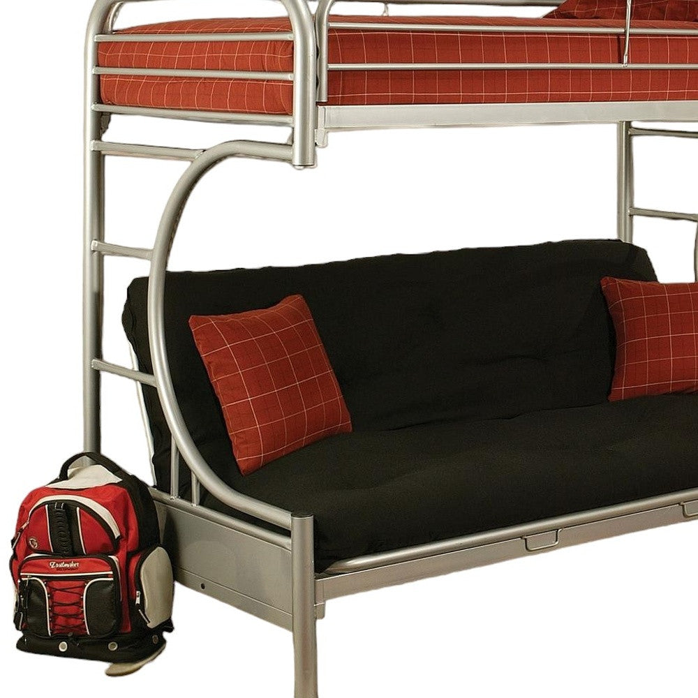 78" X 41" X 65" Twin Over Full Silver Metal Tube Bunk Bed-2