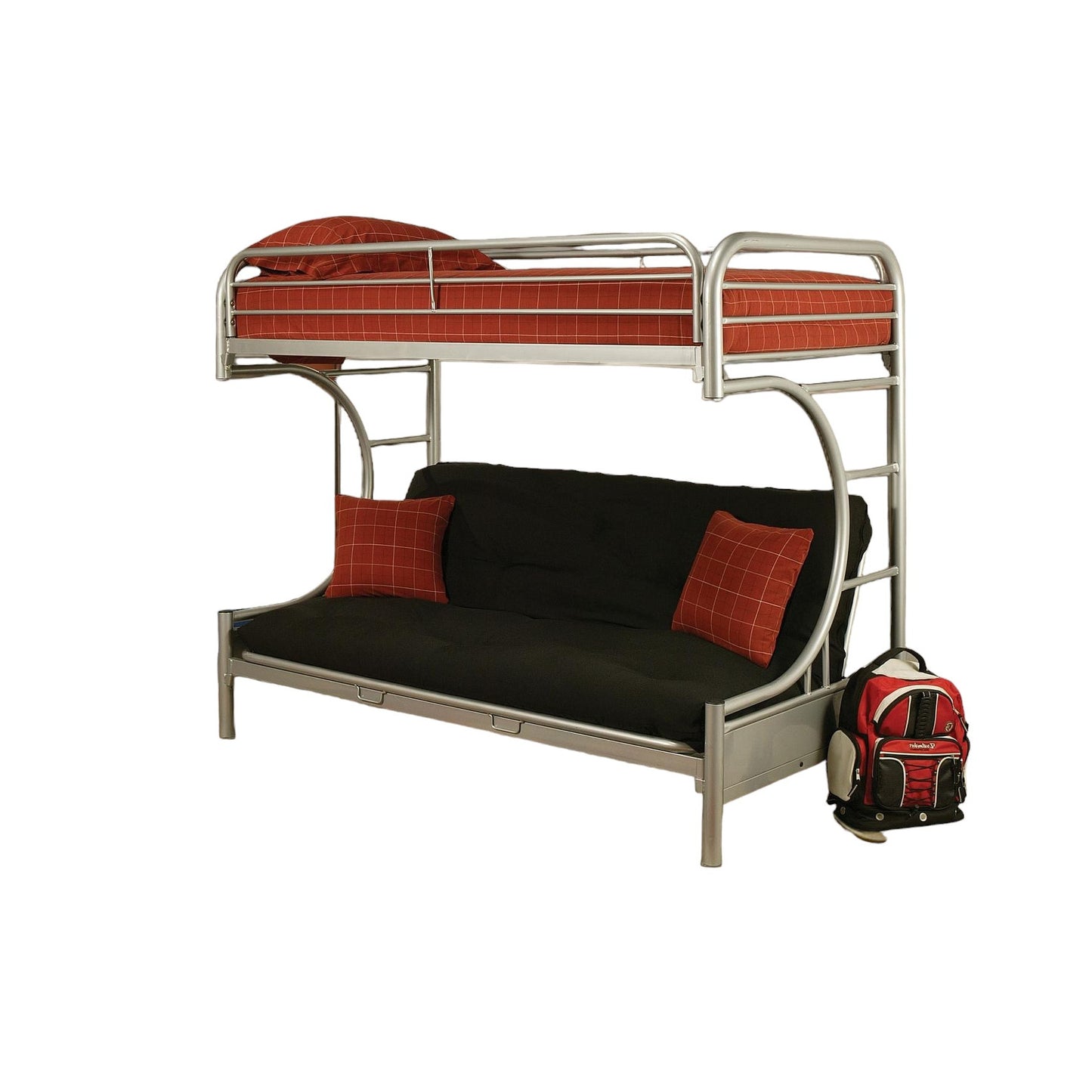 78" X 41" X 65" Twin Over Full Silver Metal Tube Bunk Bed-3