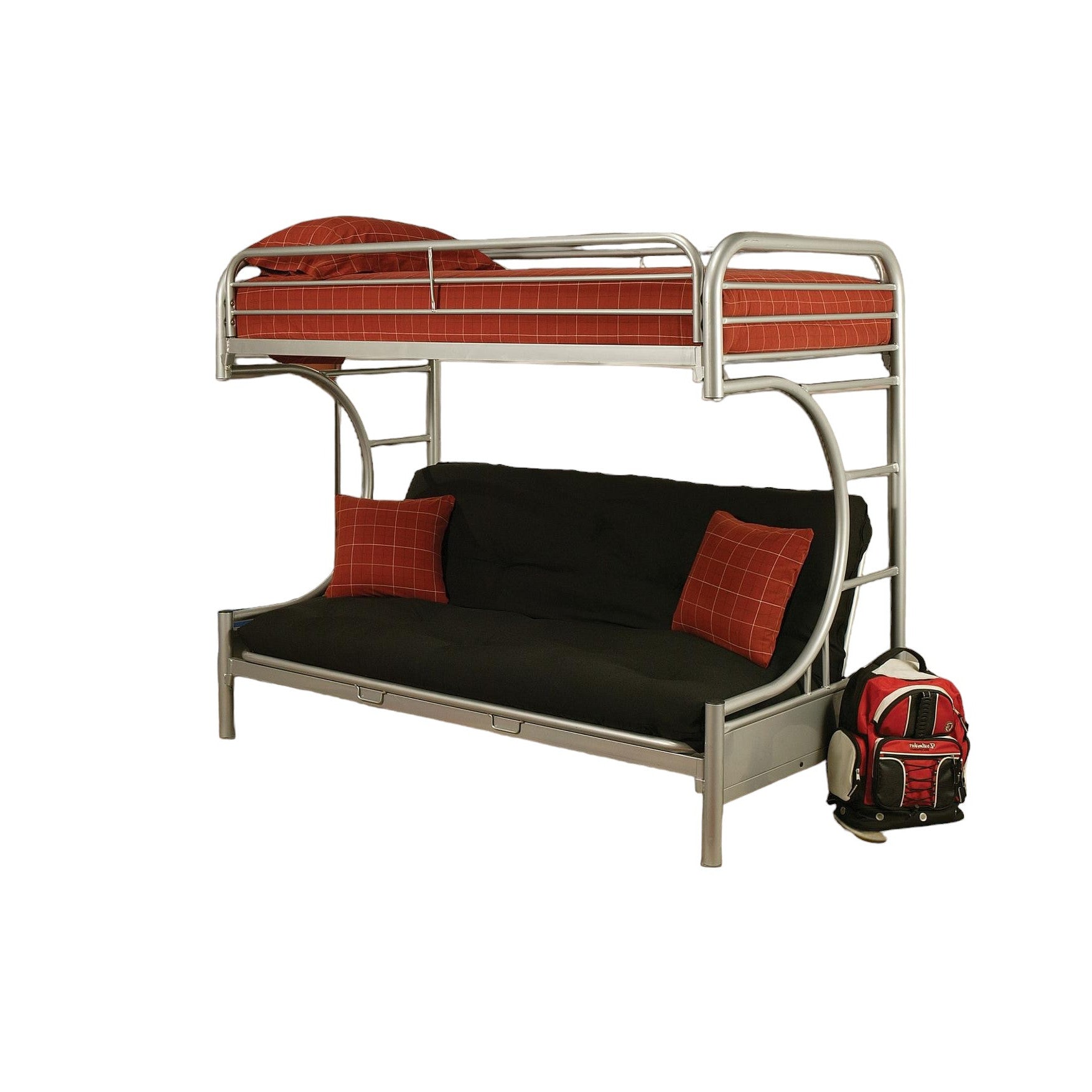 78" X 41" X 65" Twin Over Full Silver Metal Tube Bunk Bed-3