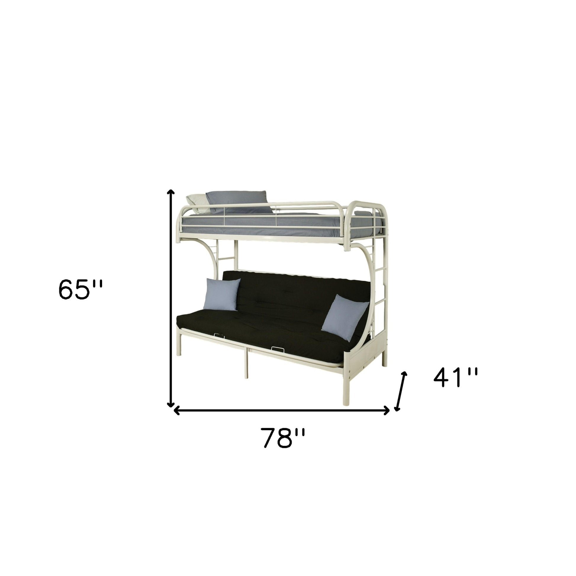 White Twin Contemporary Metal Bunk Bed-4