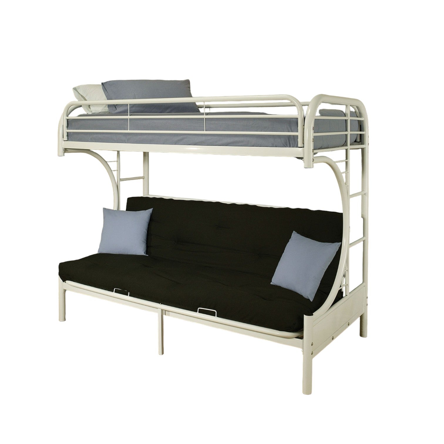 White Twin Contemporary Metal Bunk Bed-0