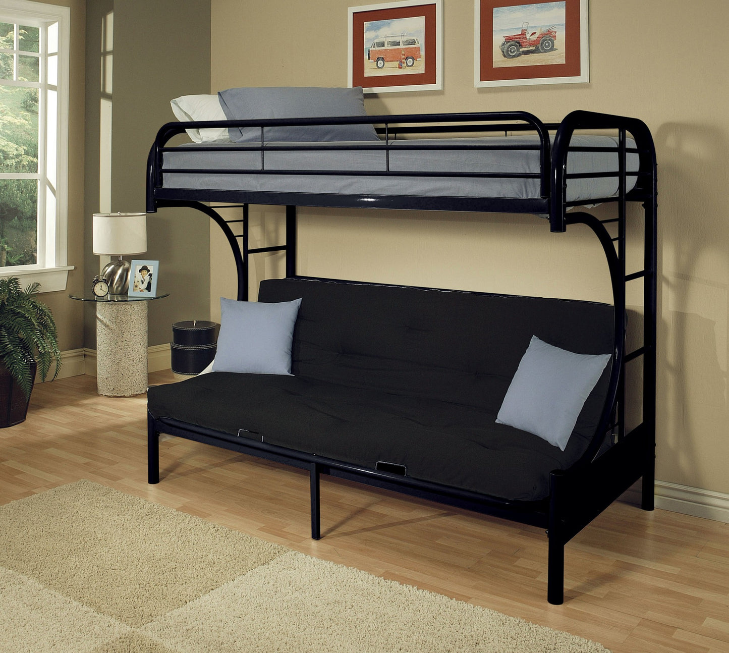 Black Twin Over Queen Bunk Bed-4