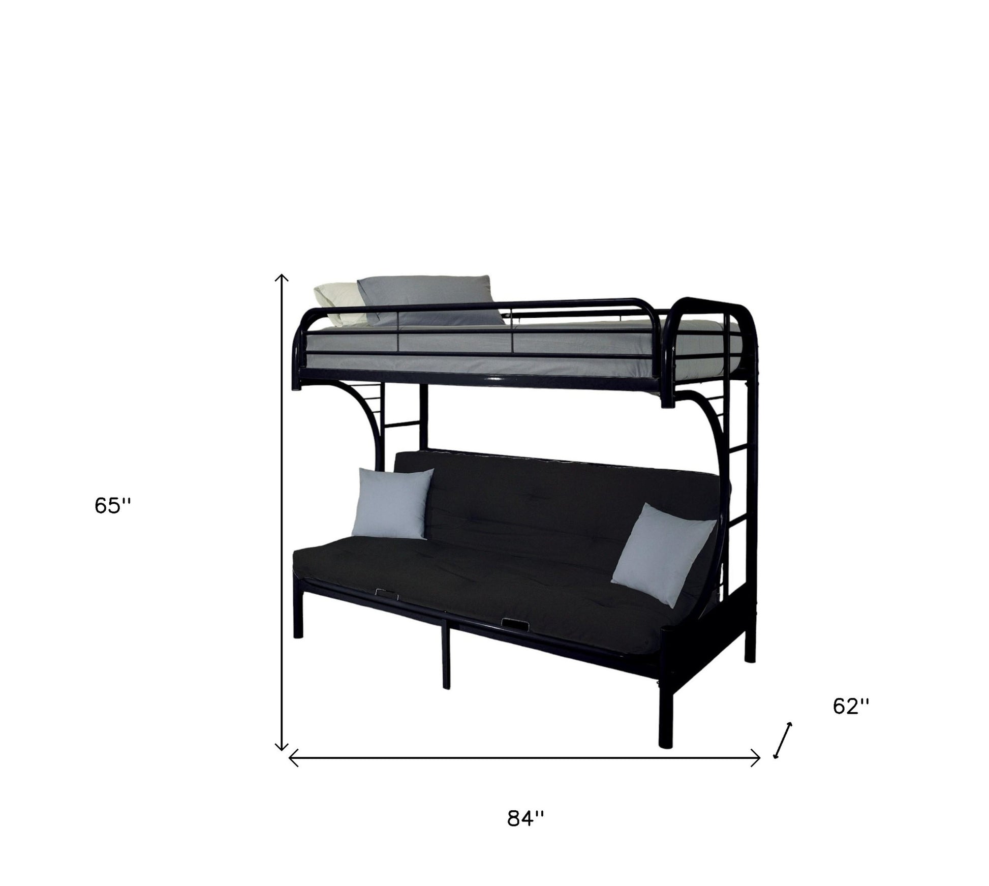 Black Twin Over Queen Bunk Bed-5